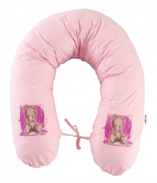 Baby Nellys Dojčiace vankúš - relaxačná poduška 170 cm Teddy - růžový