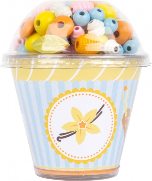 Legler Drevené korálky Cupcake - žlté (1KS, 3 +, ROZMER KRABIčKY: 11 X 10 CM)