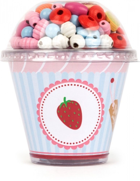Legler Drevené korálky Cupcake - červené (1KS, 3 +, ROZMER KRABIčKY: 11 X 10 CM)