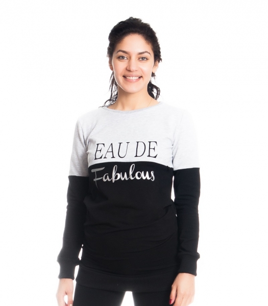Be MaaMaa Tehotenské a dojčiace triko/mikina Fabulous, dlhý rukáv, čierno-sv. sivá-#Velikosti těh. moda;XS (32-34) ()