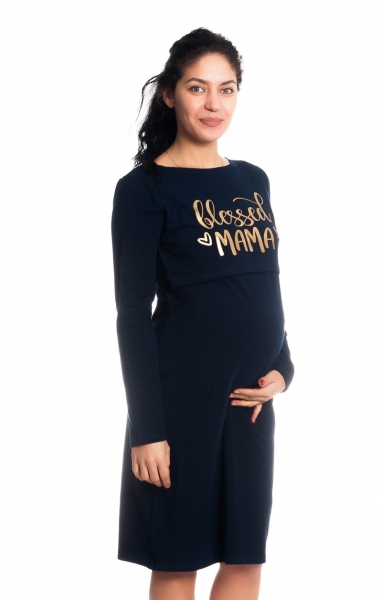 Be MaaMaa Tehotenská, dojčiaca nočná košeľa Blessed Mama - granátová, B19 (FARBA: GRANáTOVá, VEľ. S/M,)