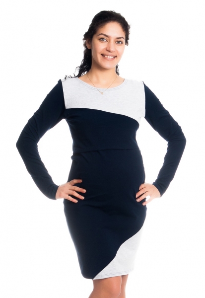 Be MaaMaa Tehotenské / dojčiace šaty Jane, dlhý rukáv - granátové, veľ. L-#Velikosti těh. moda;L (40)