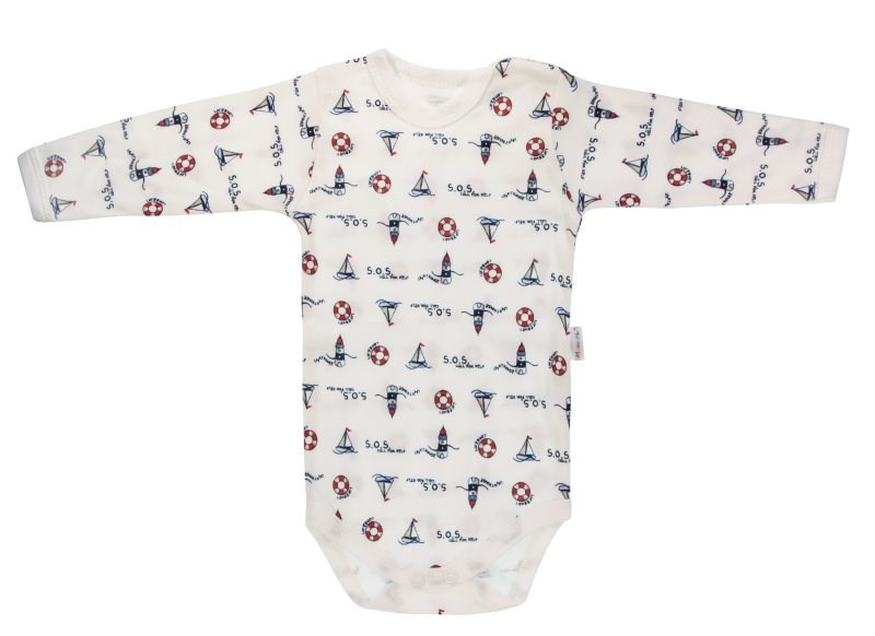 Dojčenské body Maják - dlhý rukáv, biele, veľ. 80