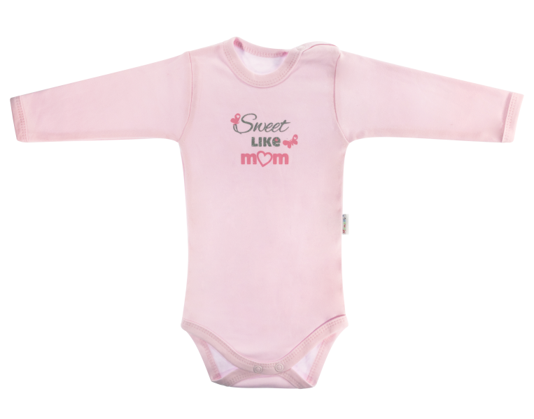 Dojčenské body Motýlik srdiečko - dlhý rukáv, růžové, Sweet like mum, veľ 68