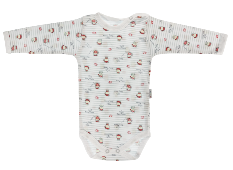 Dojčenské body Pirát - dlhý rukáv, biele/sivé, veľ. 86